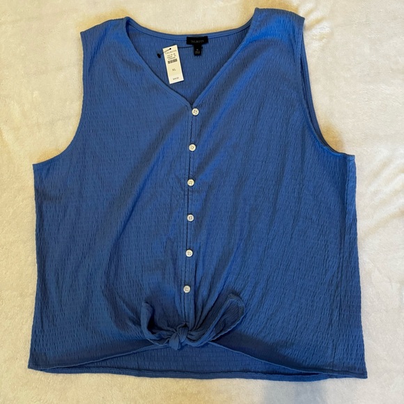 Talbots Tie Hem Button Front Shirt - Picture 2 of 8